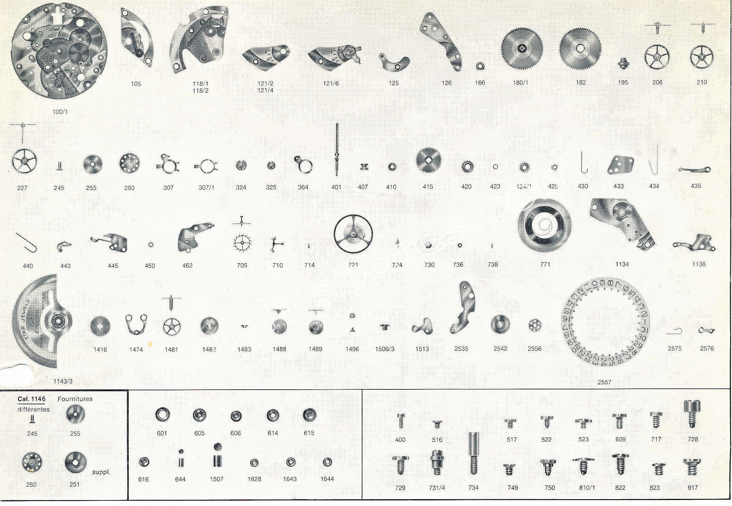 Enicar AR 1146 B watch parts Enicar AR 1146 B watch parts