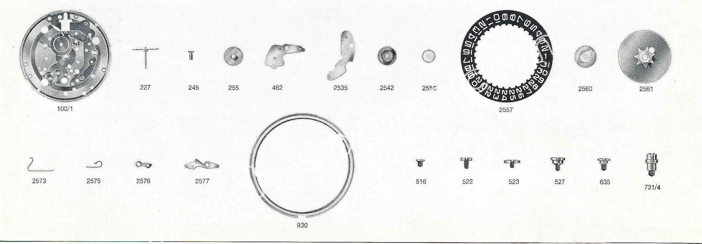 Enicar AR 1147 B watch date parts Enicar AR 1147 B watch date parts