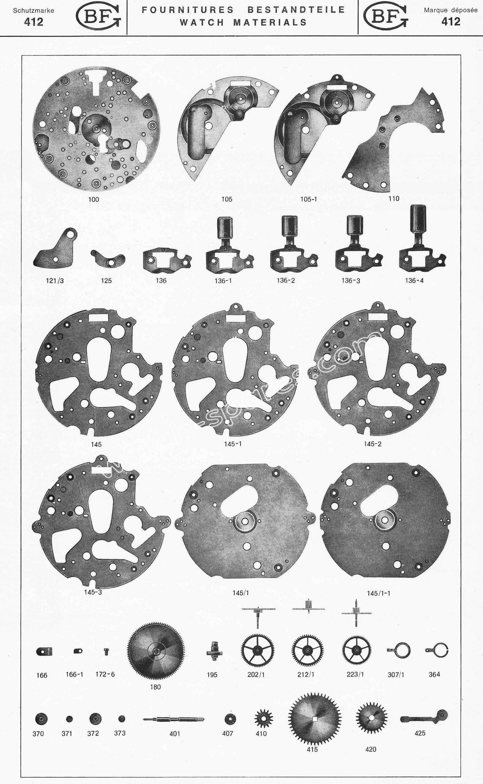 Baumgartner BFG 412 watch movement parts Baumgartner BFG 412 watch movement parts