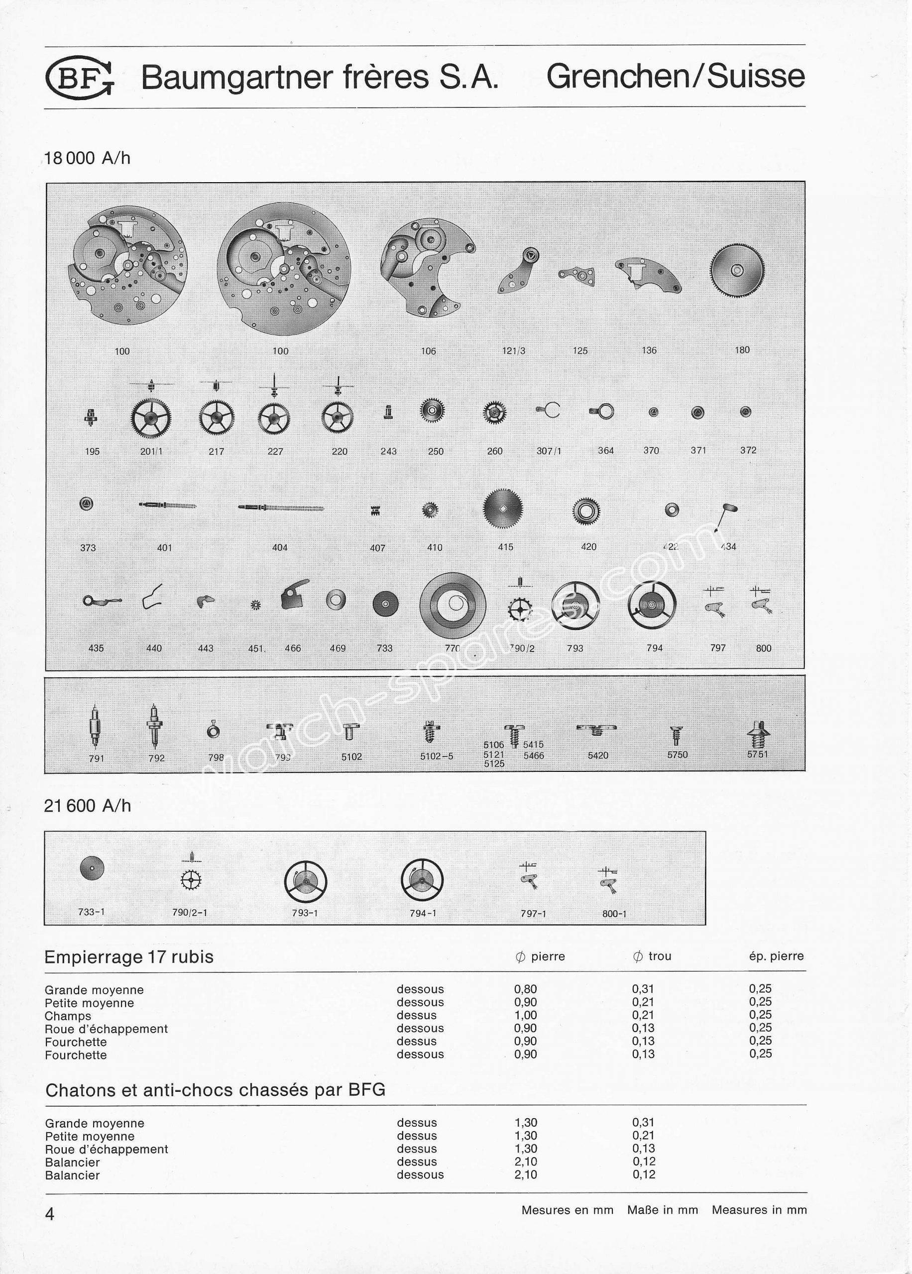 Baumgartner BFG 582 31 watch movements Baumgartner BFG 582 31 watch movements