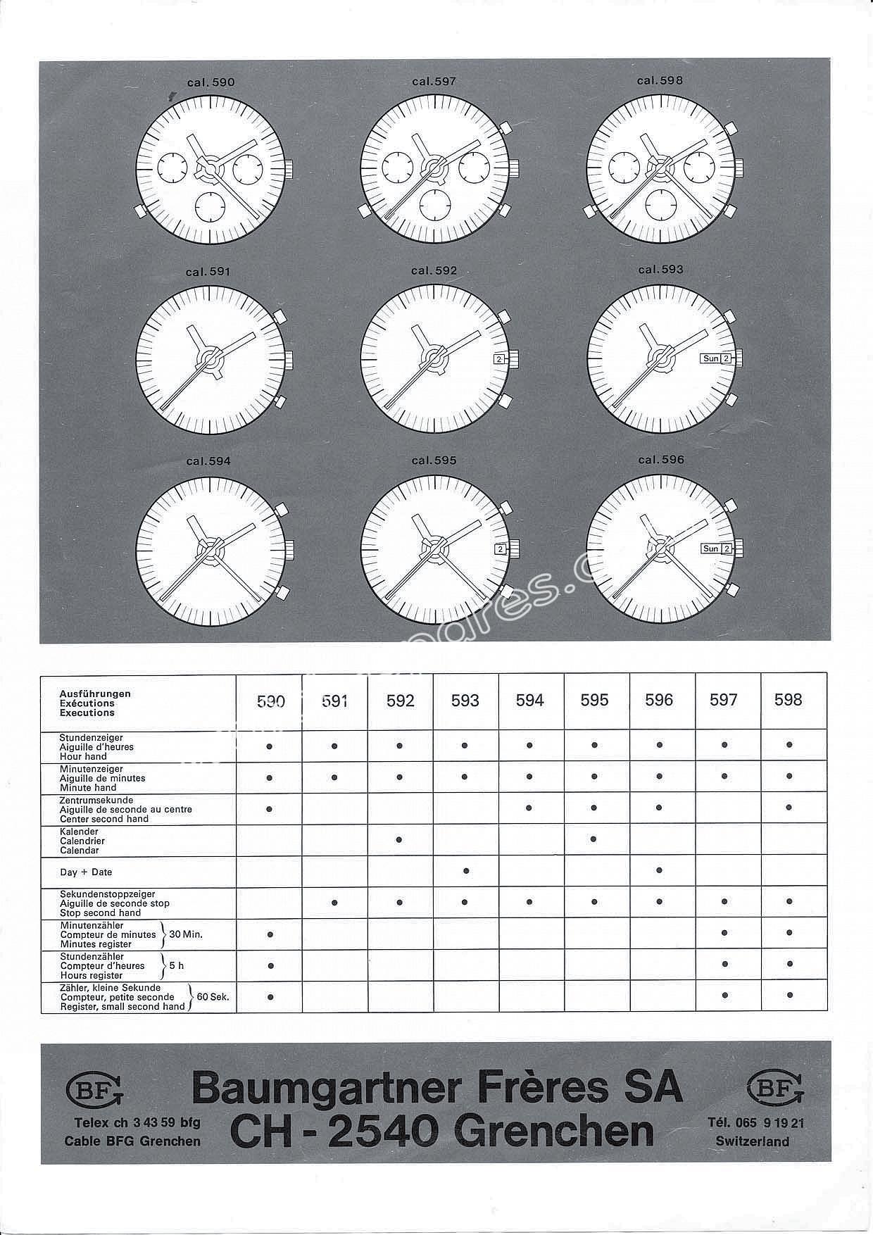 Baumgartner BFG 590 watch movement Baumgartner BFG 590 watch movement