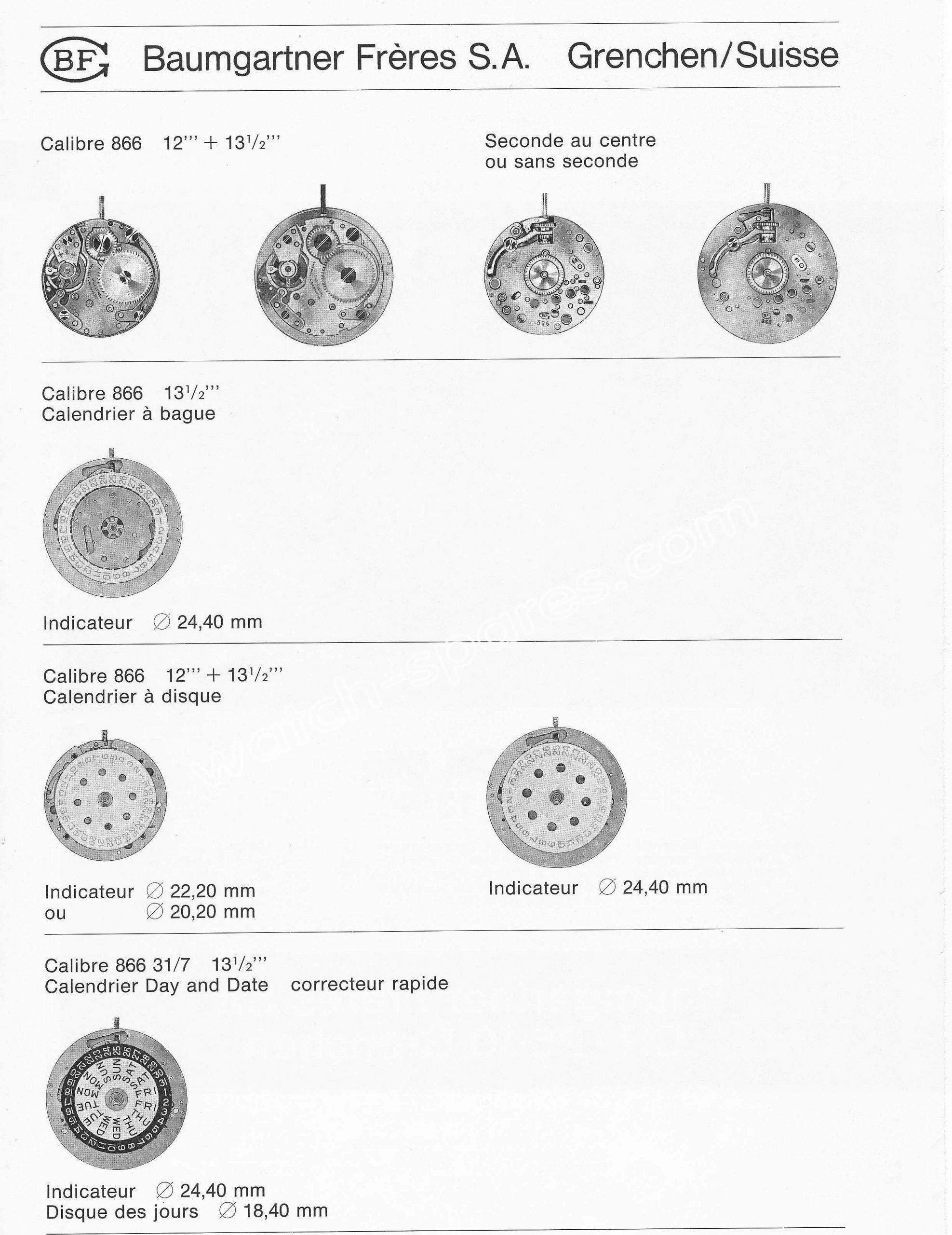 Baumgartner BFG 866 31 7 watch movements Baumgartner BFG 866 31 7 watch movements