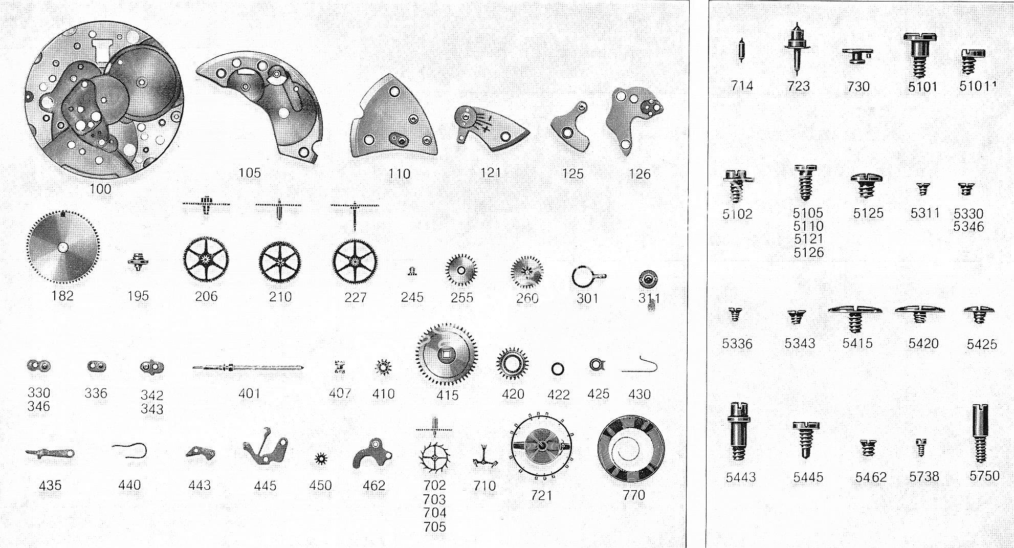 FHF Font 72 watch spare parts FHF Font 72 watch spare parts