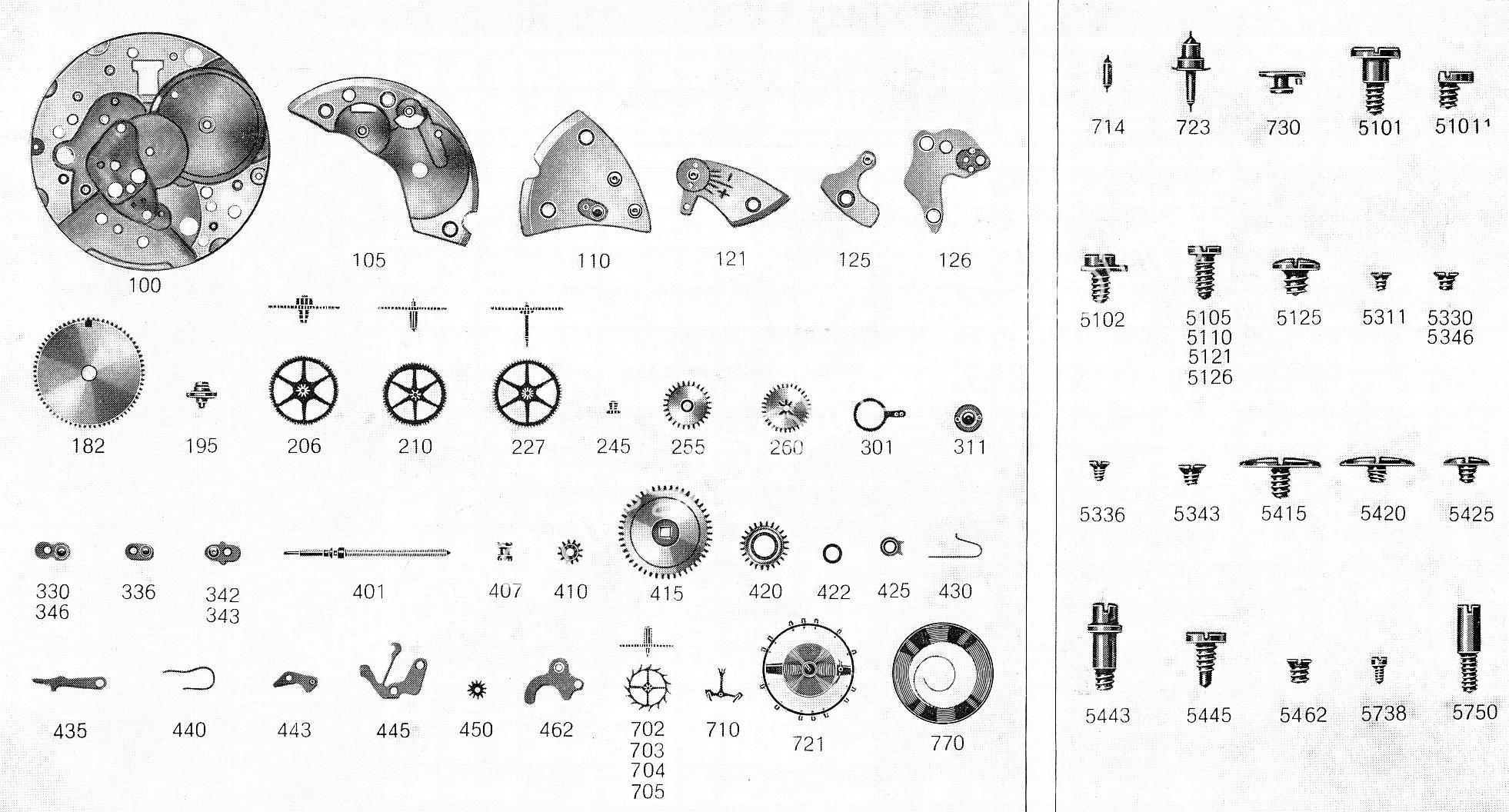 FHF Font 74 watch spare parts FHF Font 74 watch spare parts