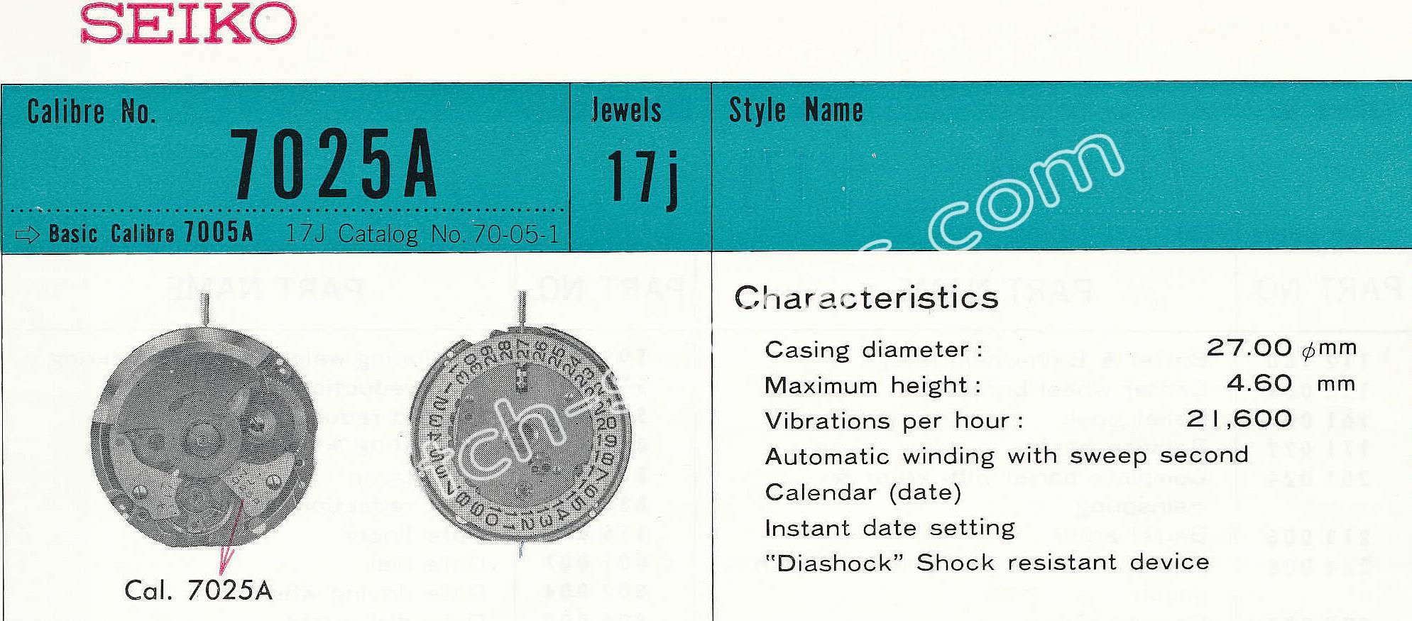 SEIKO 7025A watch movements SEIKO 7025A watch movements