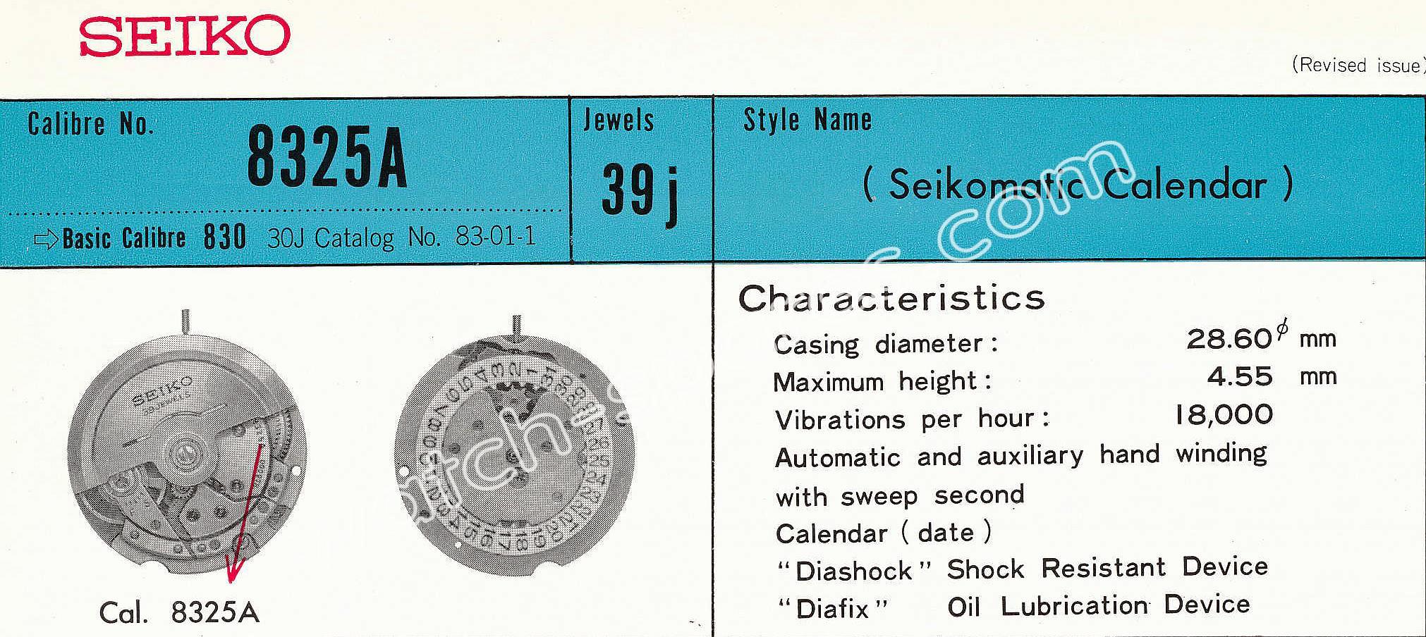 SEIKO 8325A watch movements SEIKO 8325A watch movements